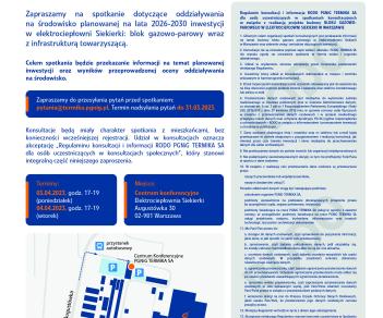 Konsultacje społeczne 3-4 kwietnia w sprawie budowy bloku gazowo-parowego w Ec Siekierki